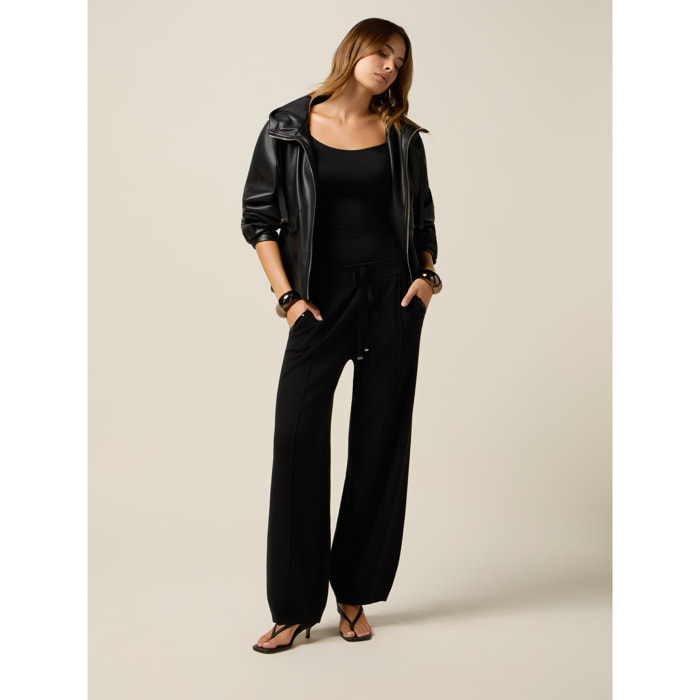 Oltre - Pantaloni joggers in maglia - Nero