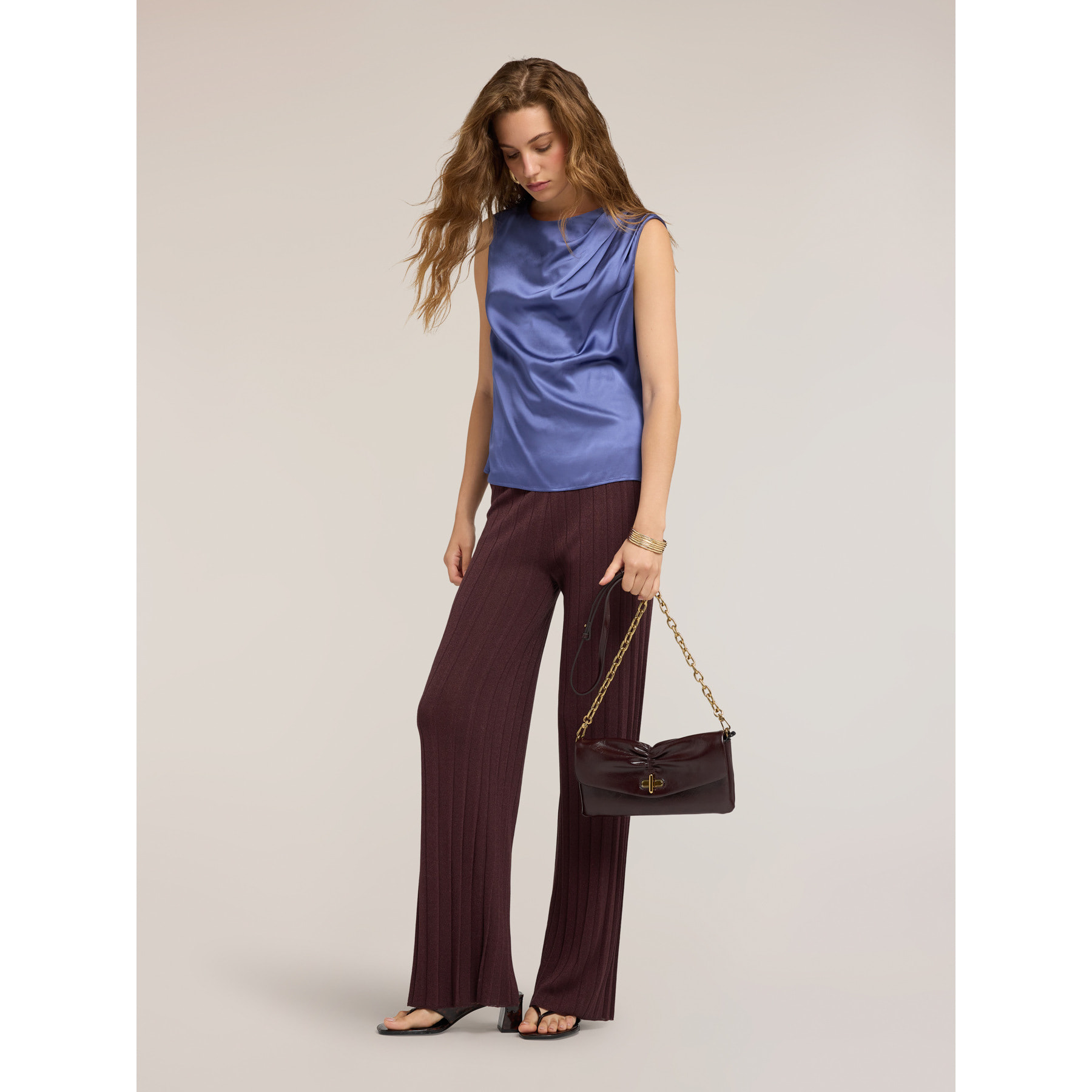 Motivi - Top in raso con drappeggio asimmetrico - Blu