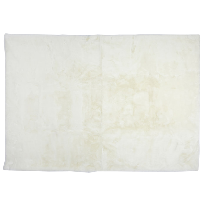 Tapis Imitation Fourrure Fin Ecru 120x170cm