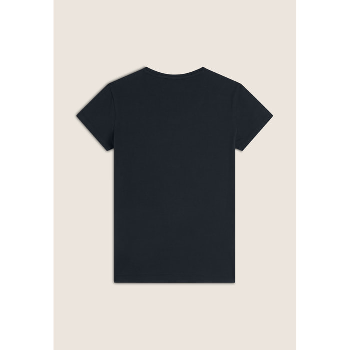 T-shirt in jersey stretch con grafica bicolore