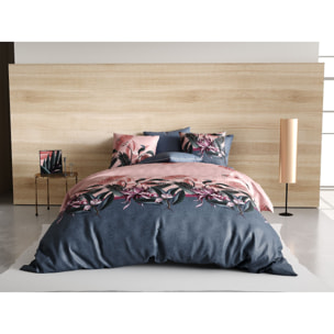 Parure housse de couette coton rose