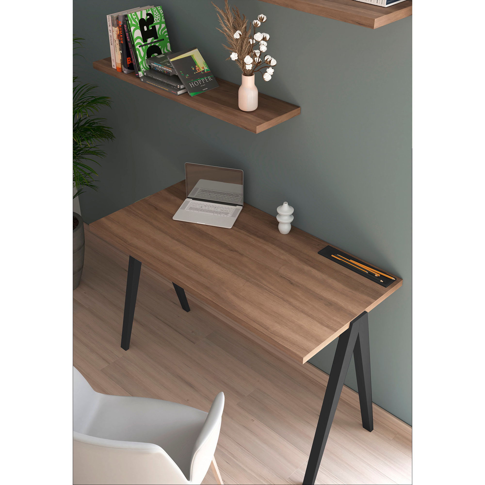 Estante mural Line melamina nogal 90x18x2 cm