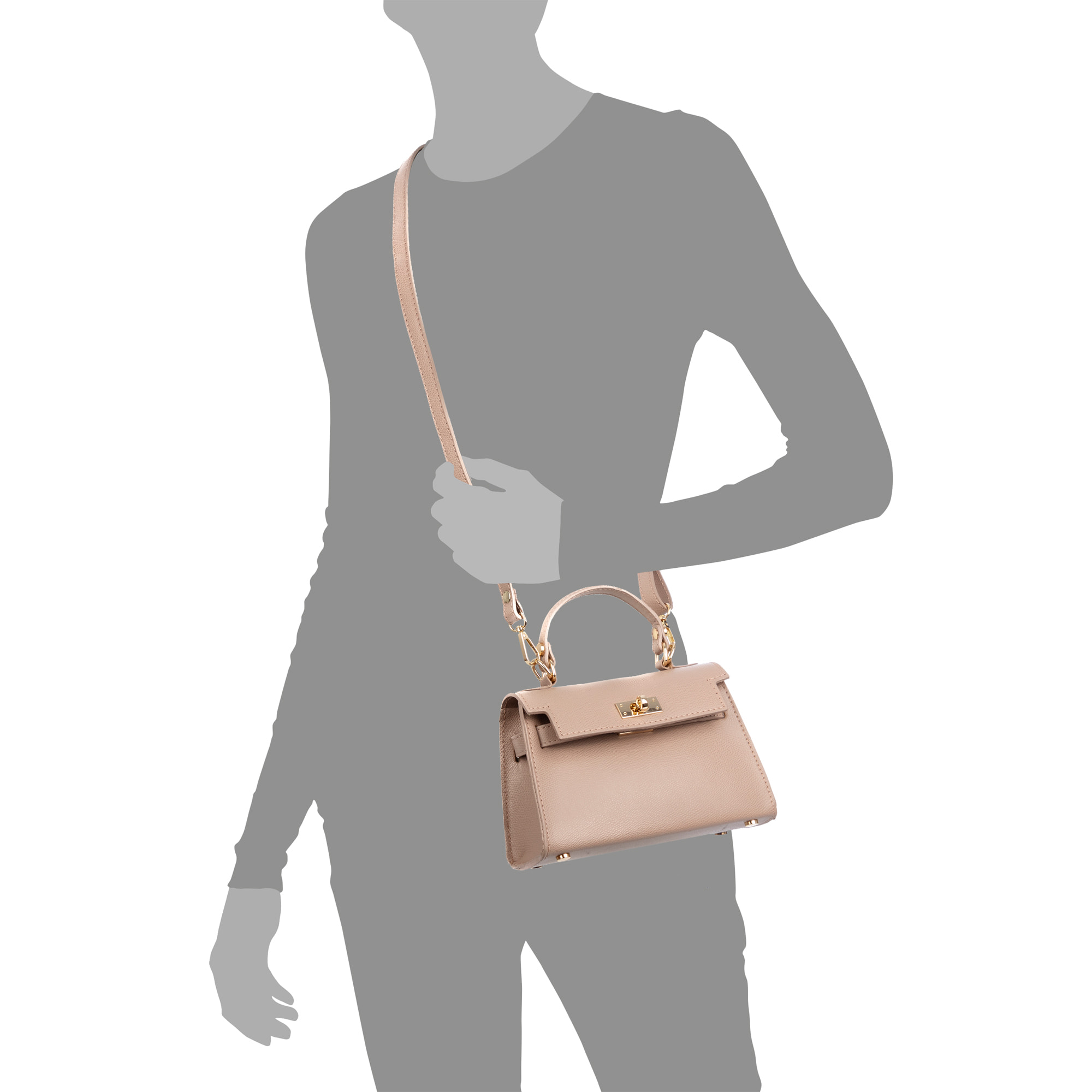 Asciano borsa a mano in pelle autentica Palmellato con chiusura design esclusivo e tracolla