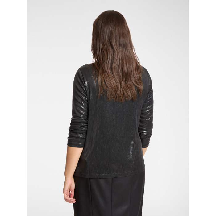 Elena Mirò - T-shirt drappeggiata in jersey laminato - Nero