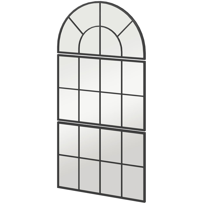 Espejo de Pared, 76x149 cm, 3 Piezas, Espejo de Recibidor con Marco de Metal en Forma de Ventana, Decoración para Salón, Dormitorio, Entrada, Negro