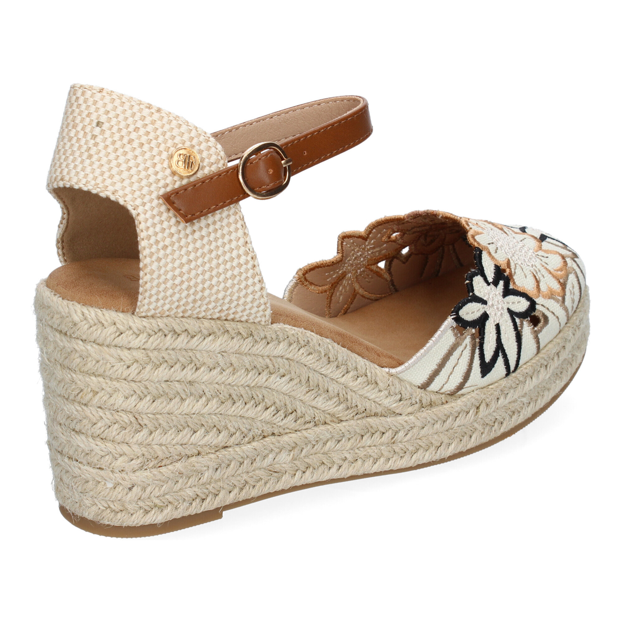 Sandalias de Cuña para Mujer con Diseño de Flores, Adornos Bordados