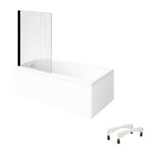 Baignoire droite VILLEROY & BOCH Architectura avec pieds acrylique 150 x 70 cm  + Pare bain gauche AURYS Raywall Noir mat
