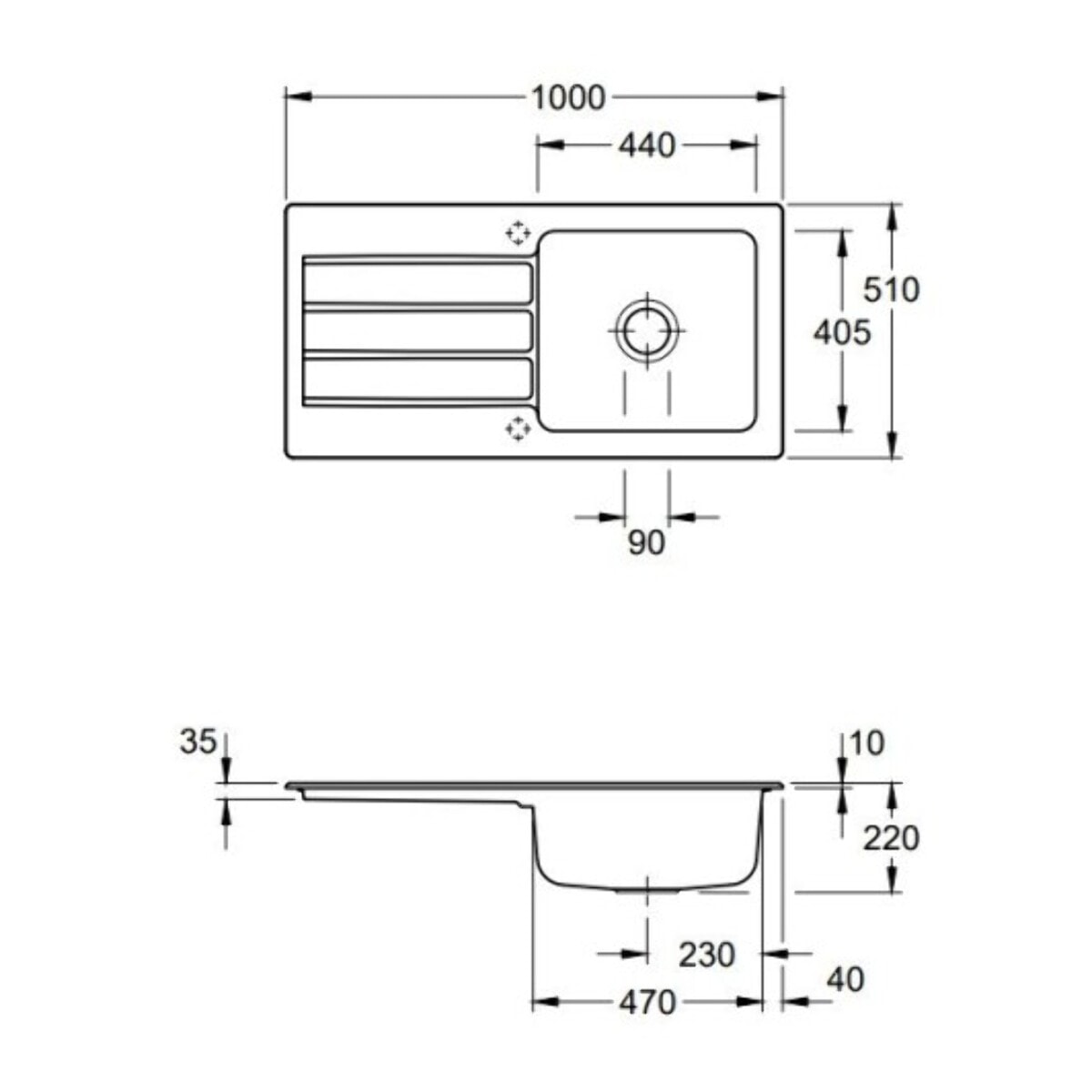 Evier 1 bac Architectura 60 vidage auto + Robinet de cuisine Como Acier Massif Poli
