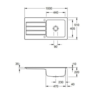 Evier 1 bac Architectura 60 vidage auto + Robinet de cuisine Como Acier Massif Poli