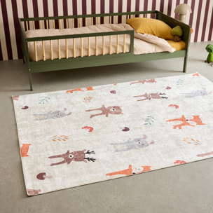 Tapis intérieur enfant blanc imprimé animaux RAVON