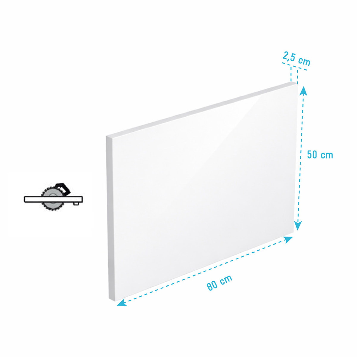 Tablier de Baignoire Blanc Brillant 80x50x2.5 cm - Acrylique et ABS