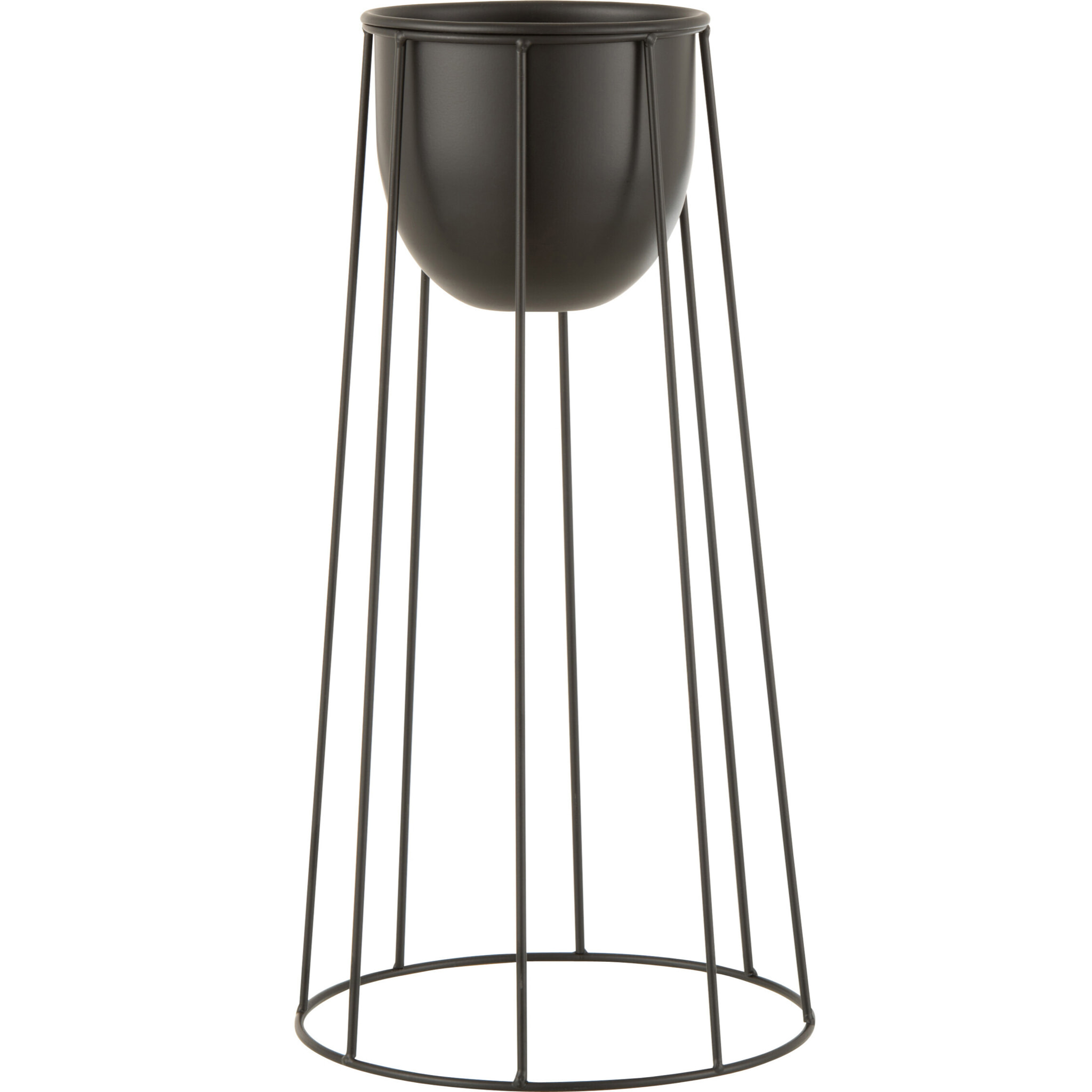 J-Line cache-pot Sur Pied Lignes - métal - noir - large - Ø 23 cm