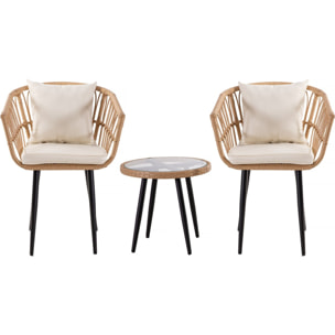 Salon de jardin rotin "Vela" - 2 places - Marron