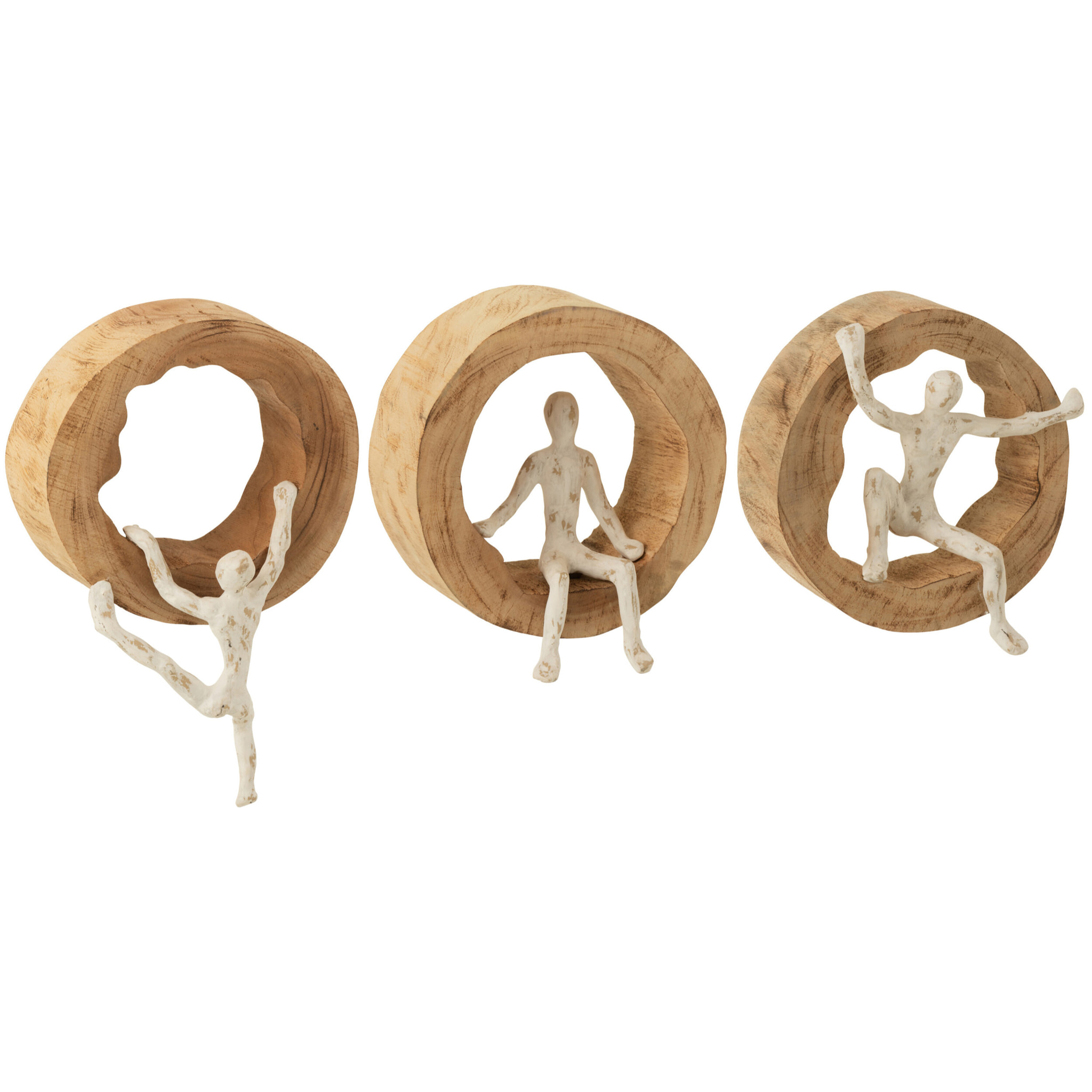 J-Line décoration Murale Personnage Escalade - bois/aluminium - naturel/blanc - 3 pièces