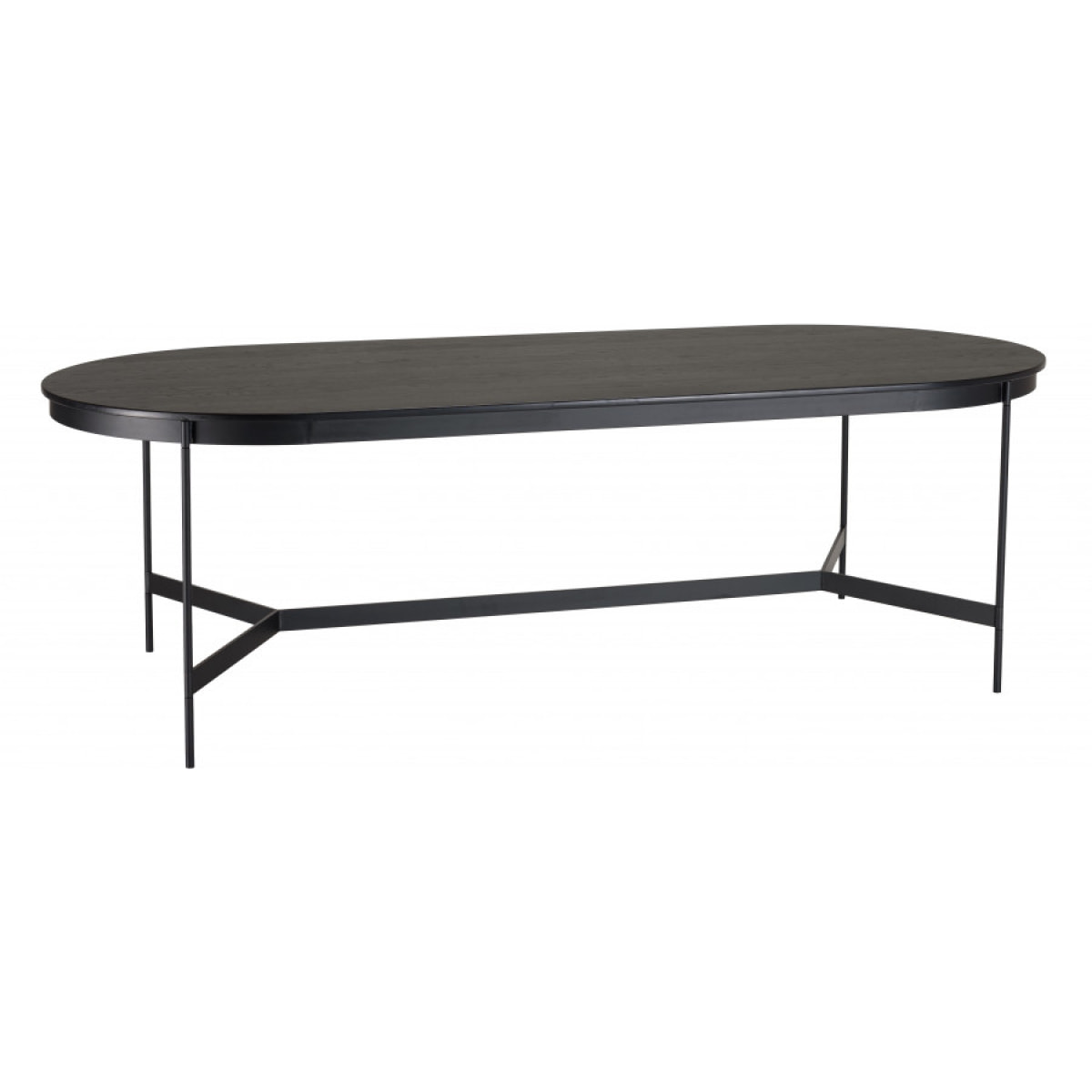 DALY - Table à manger ovale noire 240x104cm piètement métal