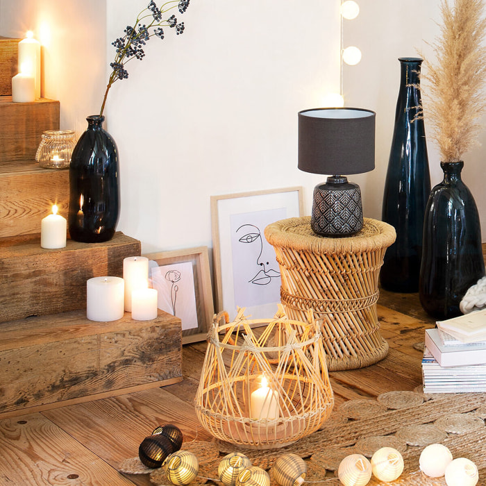 Lampe "Ilou" grise - céramique H35 cm