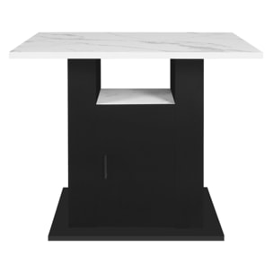 Ilot central de cuisine Théo L110cm effet marbre et noir