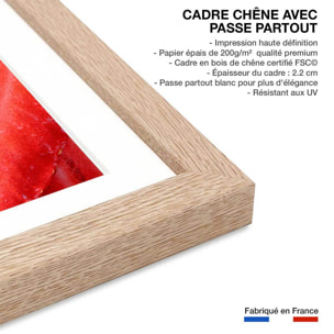 Affiche cuisine salade de fraises Affiche + cadre en bois - Chêne