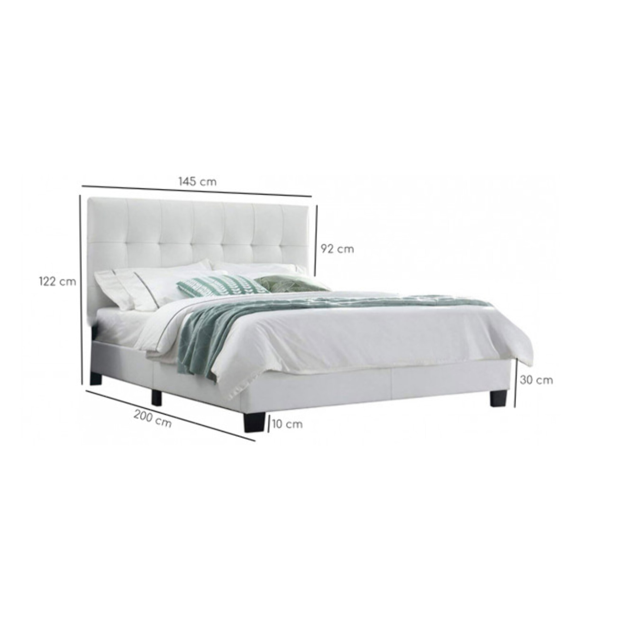 Lit double design capitonné 140 x 190 - BIANCA