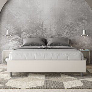 Letto matrimoniale senza rete imbottito 160x210 similpelle bianco Azelia