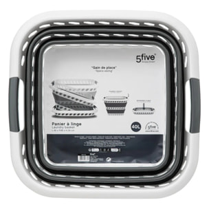 Corbeille à linge pliable 40L gris et blanc
