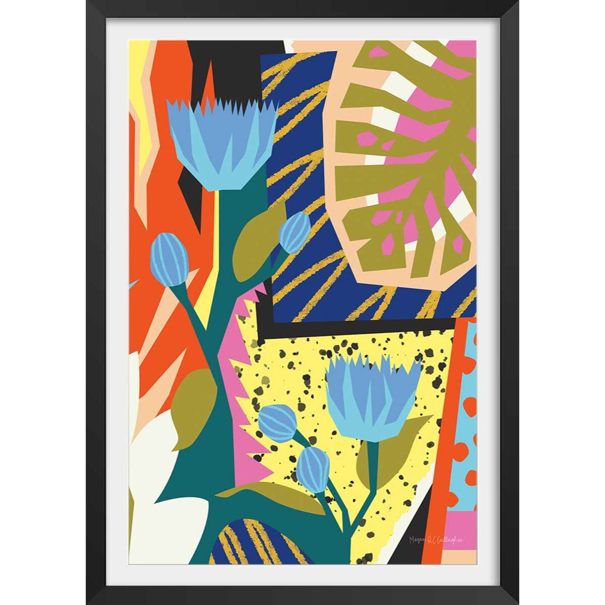 Affiche mode Born in the 80s Affiche + cadre en bois - Noir