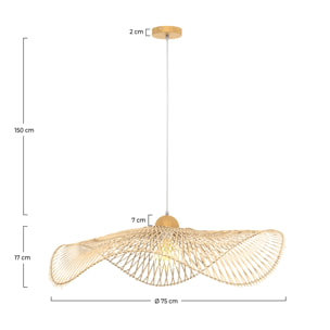 Suspension D75 cm en bambou avec fil blanc - Jipi