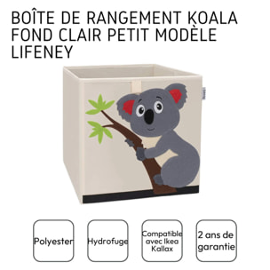 Boîte de rangement en tissu pour enfant "koala" sur fond clair, compatible Ikea Kallax Lifeney