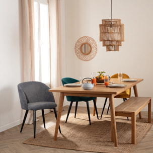 Fauteuil "Celeste" - gris - velours côtelé - pieds métal noir