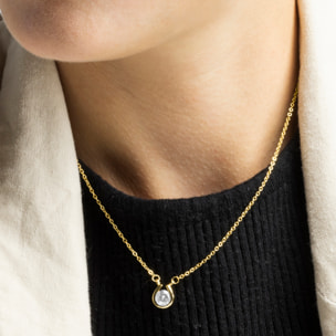 Collar de Circonita Brillante acabado en oro amarillo de 18K