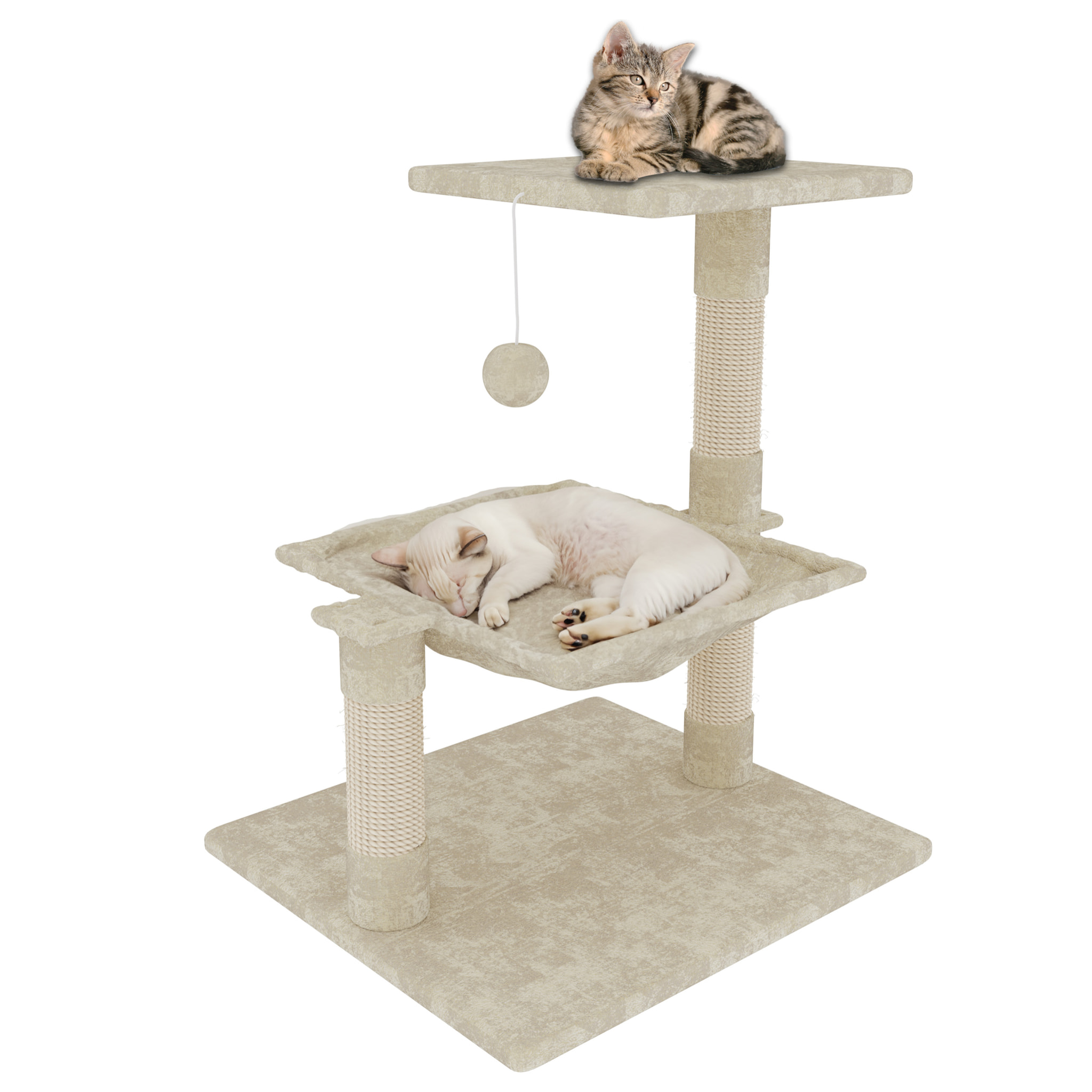 Albero Per Gatto con Graffiatoio Cuccia Giocattolo Gatti Parco Giochi Tiragraffi in Sisal Naturale 70 x 50 x 36 Cm