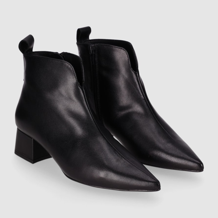 Botines de Piel - Negro - Tacón: 5 cm