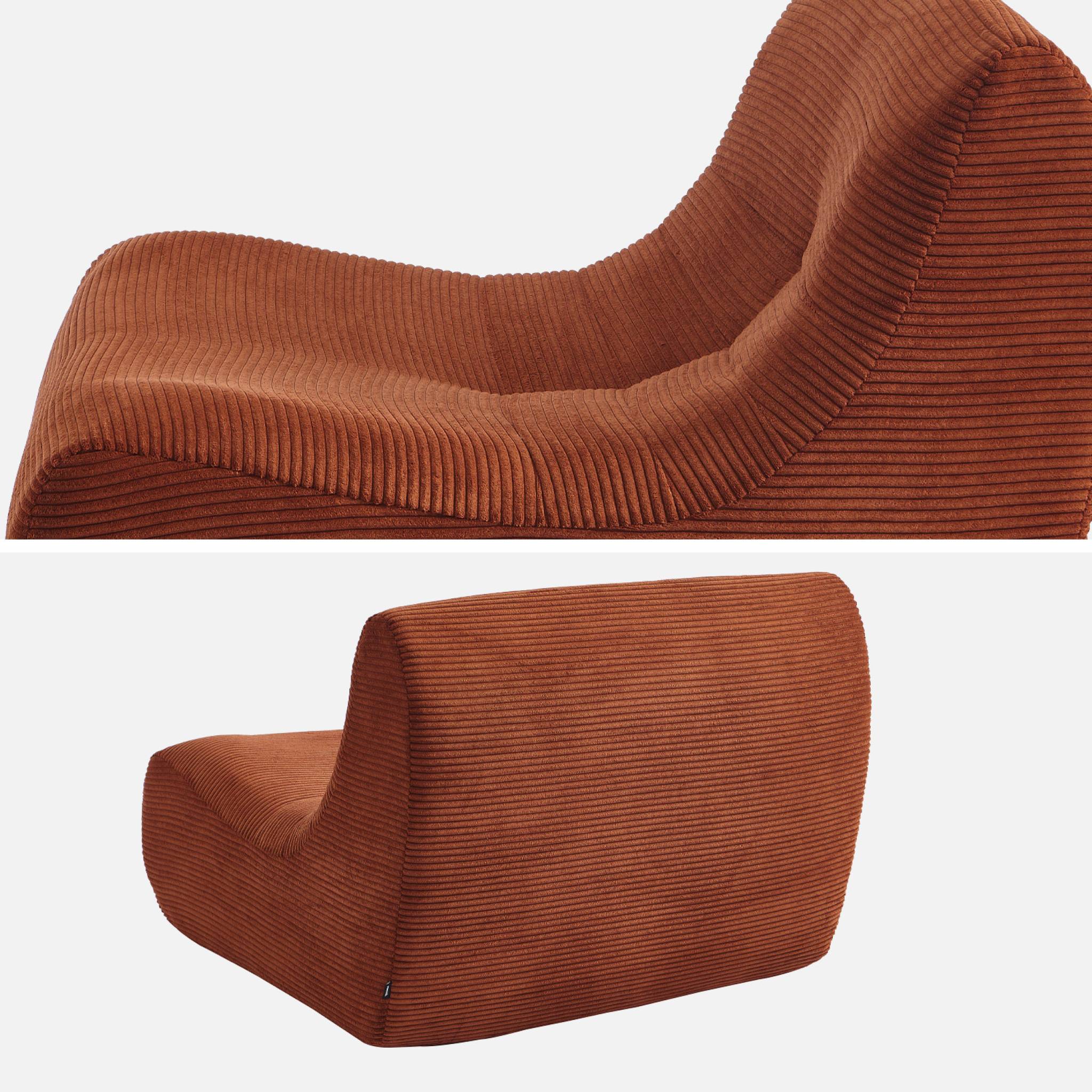 Chauffeuse velours côtelé 2 places terracotta L 91 x P 105 x H 72 cm - SOKOL