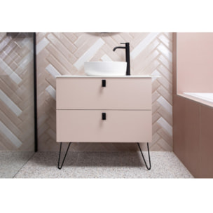 Set vasque à poser 39x39x12cm sans trop-plein + bonde à écoulement libre Infinitio blanc SetSATINF-blanc