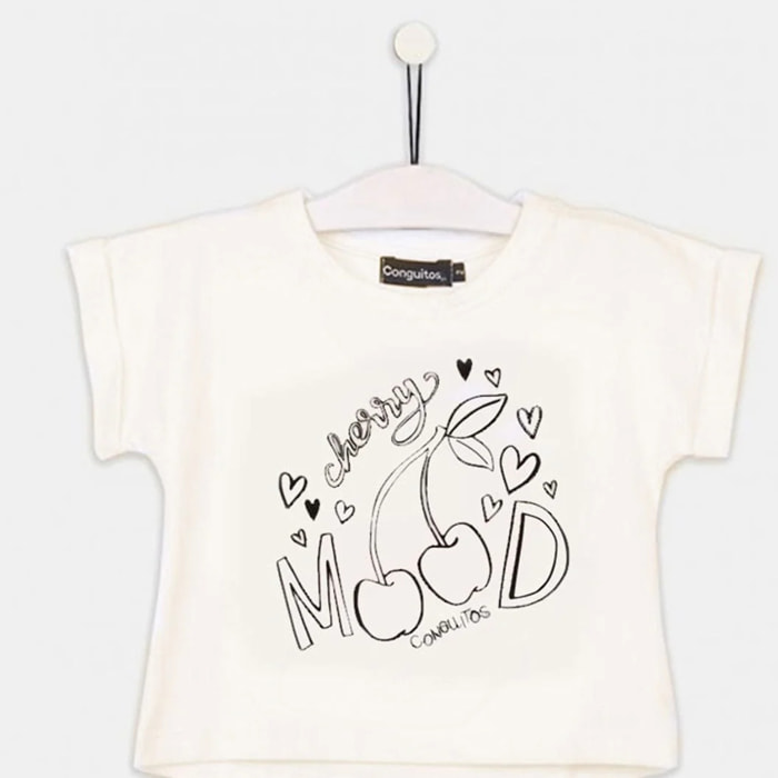 Camiseta blanca "Solar Cherries" para niña