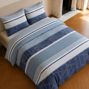 Parure housse de couette 100% coton motif géométrique - ULYSSE