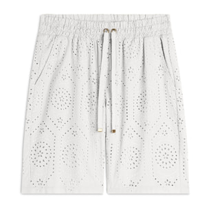 Pantaloni corti in mussola con dettagli Sangallo