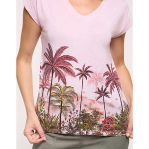 Camiseta Paisaje Palmeras Rosa - Mausi