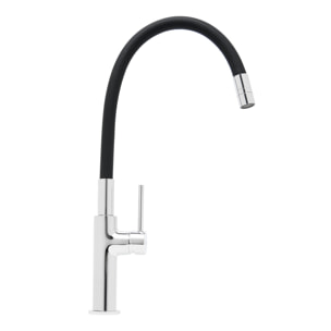 Mitigeur pour évier de cuisine, bec flexible en silicone, aérateur Neoperl®, cartouche en céramique, noir/chrome (SATBSD290C)