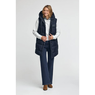 Gilet lungo reversibile blu marino con logo Polo Club