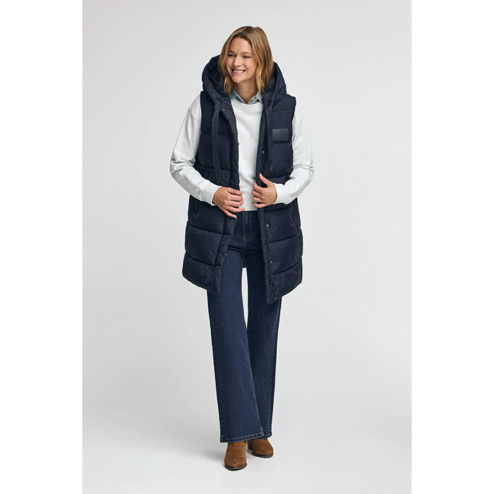 Gilet lungo reversibile blu marino con logo Polo Club