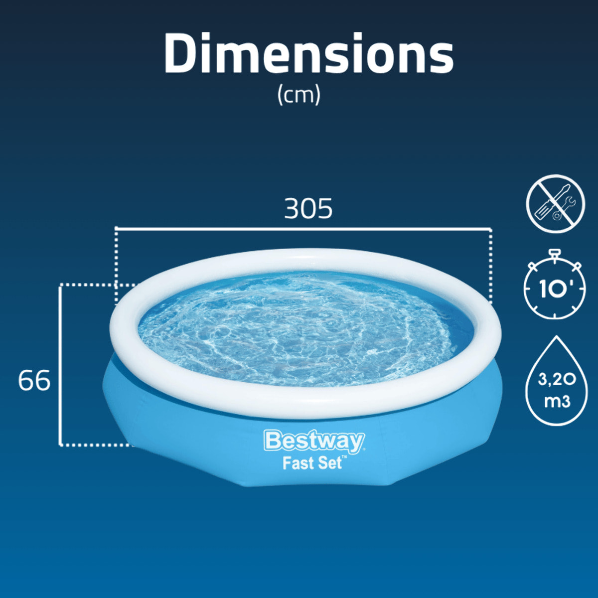 Bestway Piscine gonflable ronde Bestway Fast Set 305 x 66 cm bleu