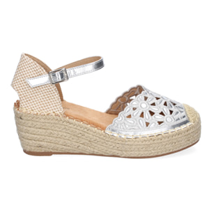 Sandalia de Cuña de Yute para Mujer, Comodas y Elegantes, Diseño Floral Bordado