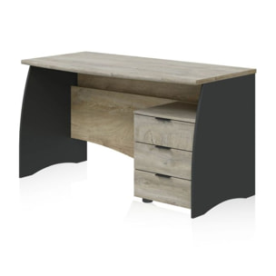 Mesa de escritorio Elan 3 cajones Roble Alaska - Gris Antracita