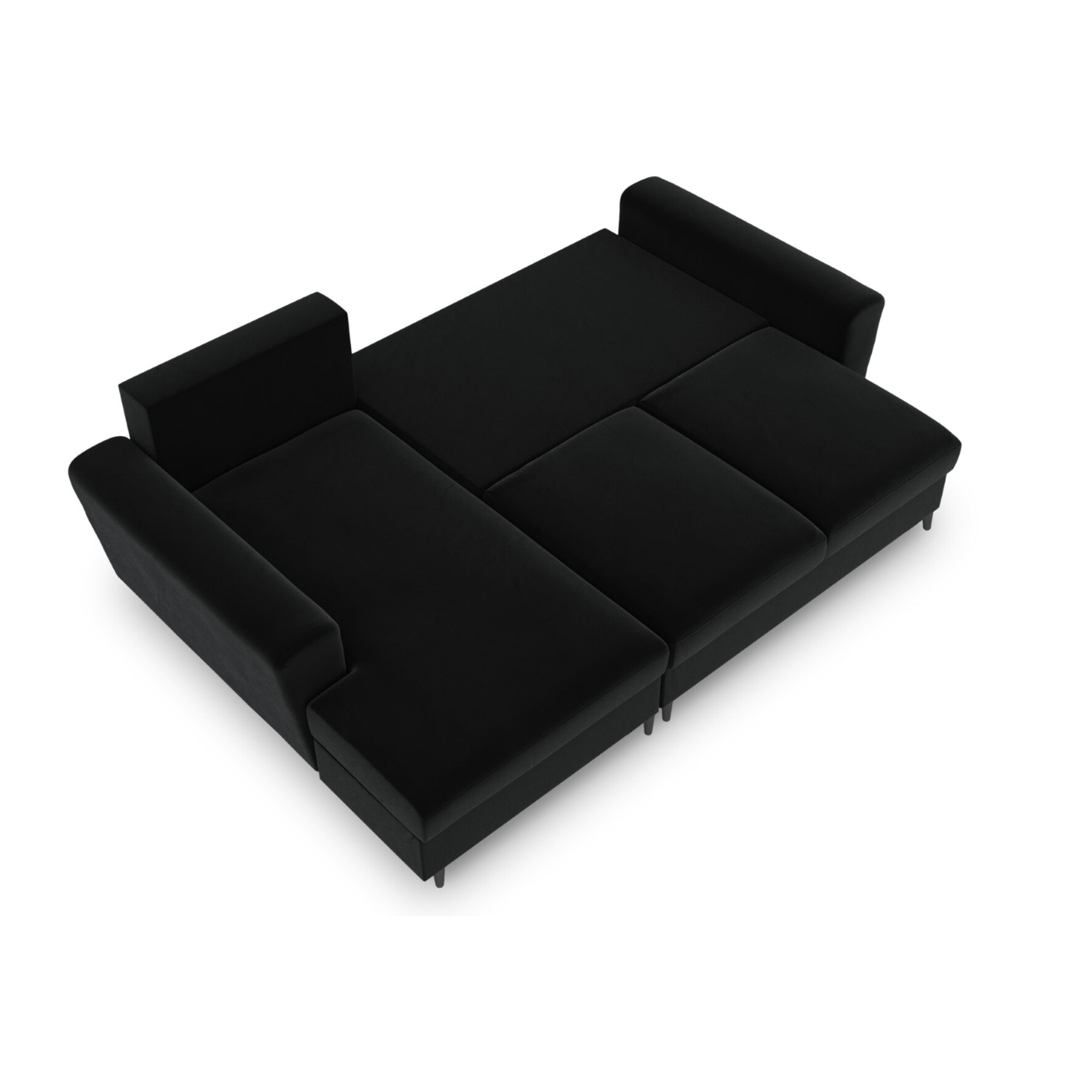 Canapé d'angle gauche convertible avec coffre de rangement "Kyoto" 4 places en velours noir