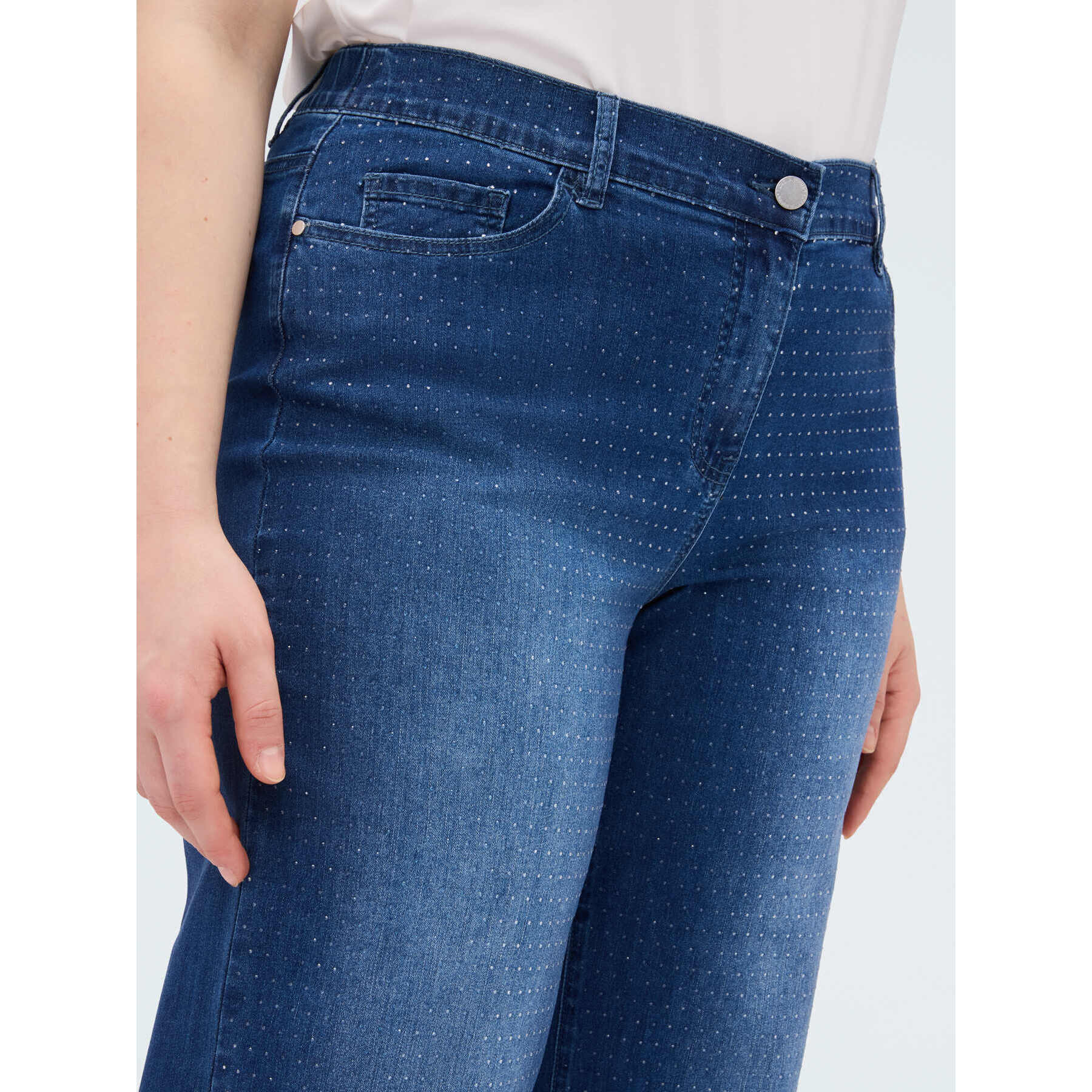 Fiorella Rubino - Jeans cropped full hotfix - Azul