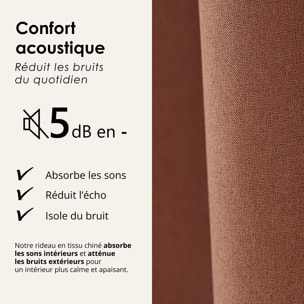 Rideau 100% occultant thermique phonique chiné - Terracotta