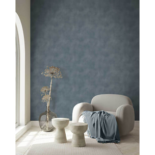 Papier peint uni effet patine bleu canard