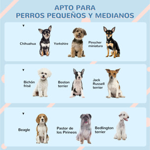 Caseta para Perros Medianos 65x75,7x63 cm, Casa para Perros con Patrón de Ventana, Techo de Tejas de Imitación, para Interior y Exterior, Azul Verdoso y Blanco