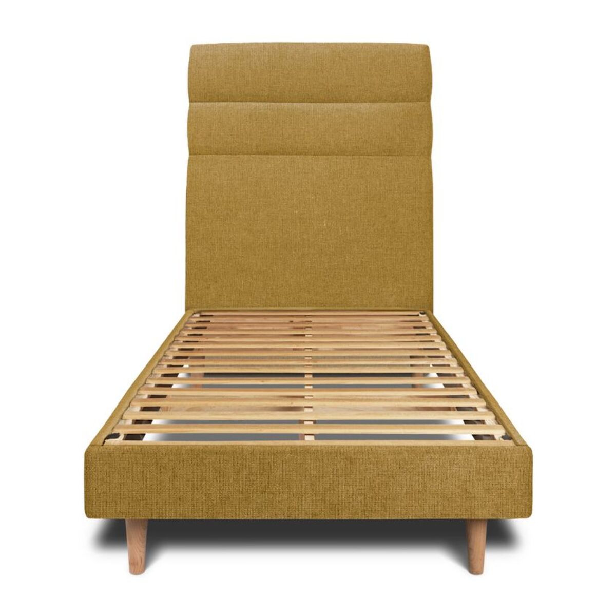 Lit avec tête de lit bandes horizontales tissu et sommier kit Ep14